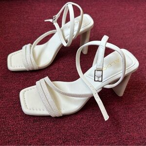 ALDO white pearl square toe heels